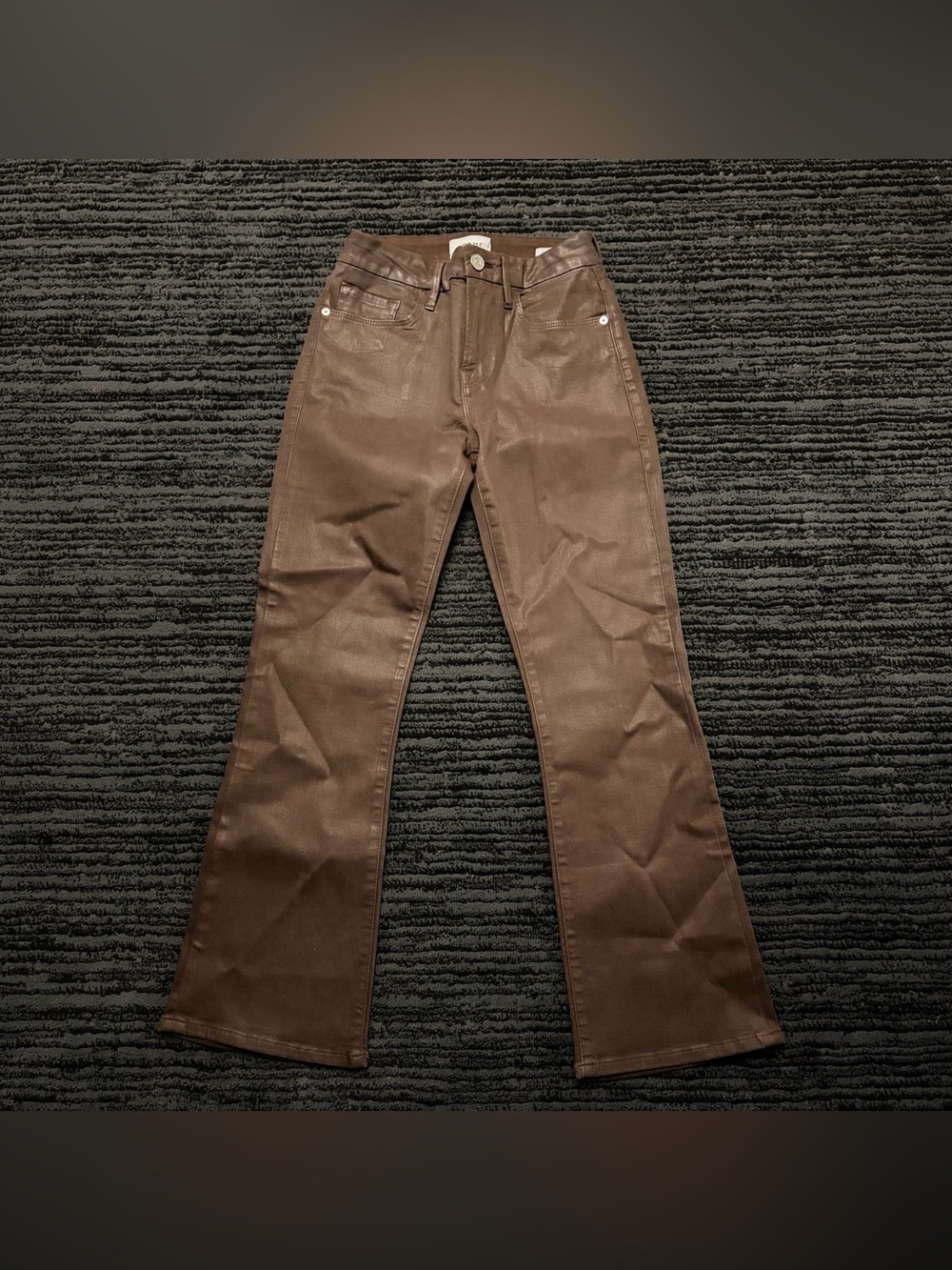 Frame le crop mini boot flare hem coated denim pants